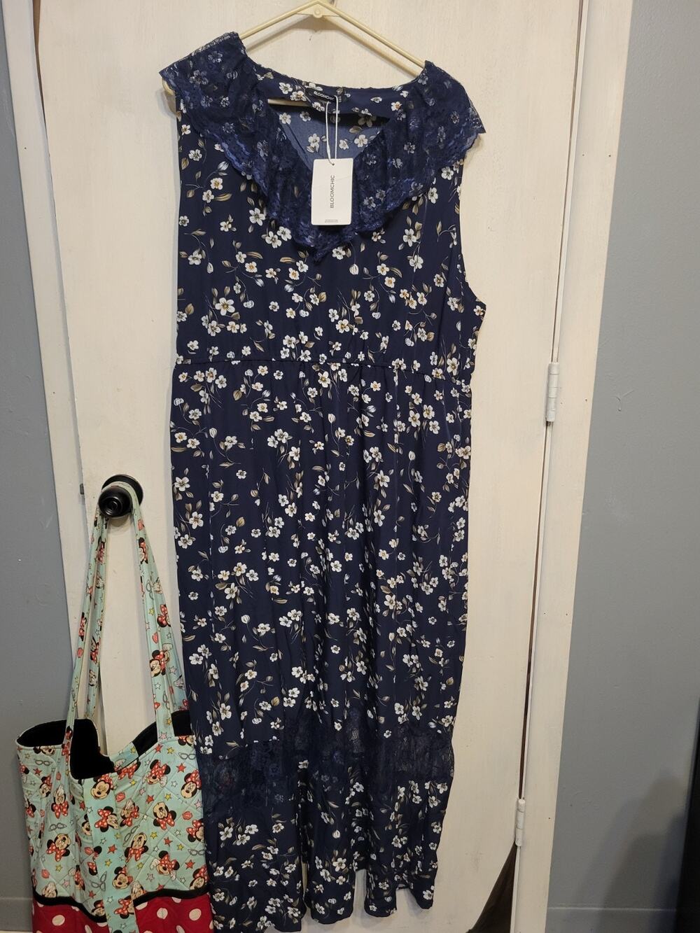 Bloom Chic Navy Floral Full Length Dress New 22